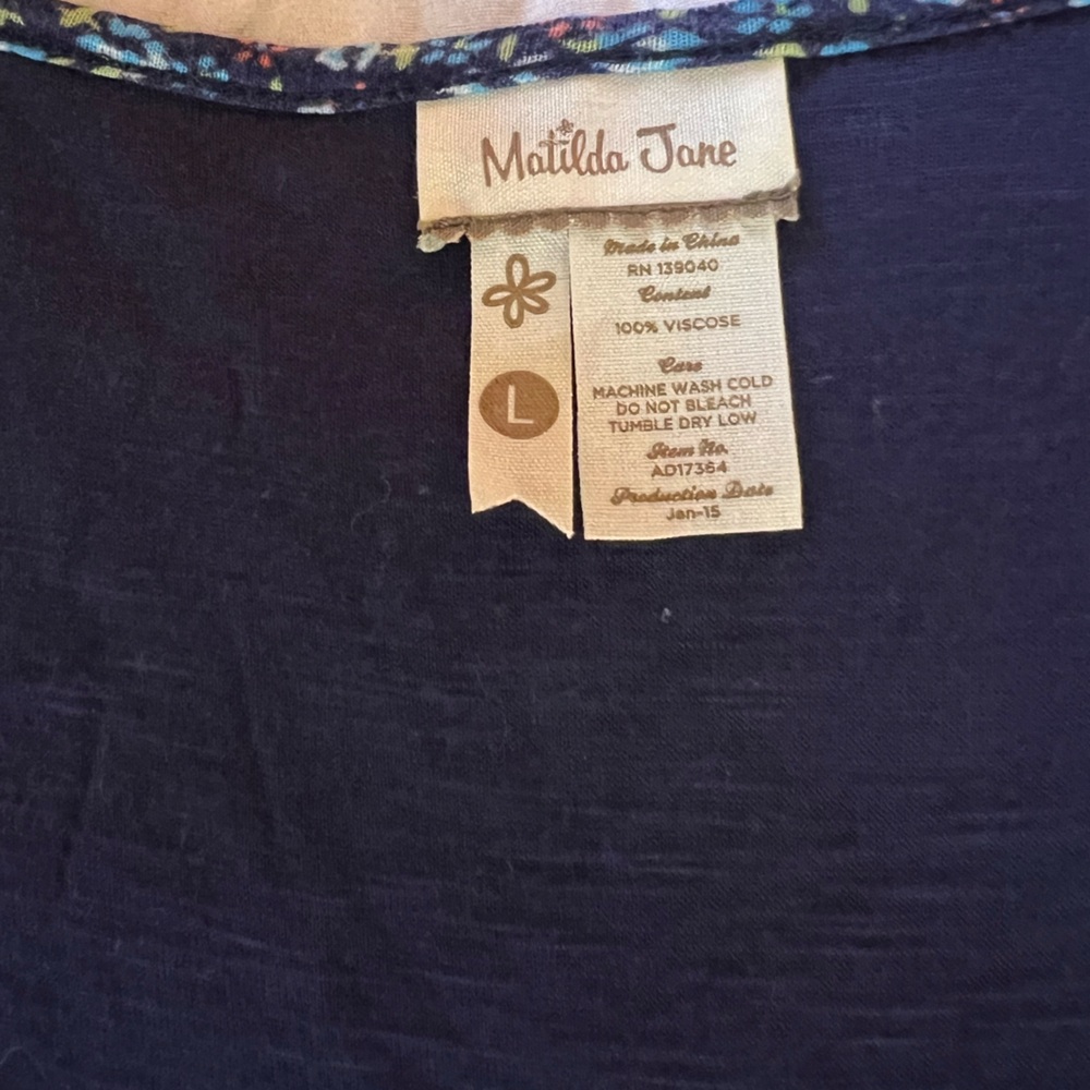 Matilda Jane Navy Print Womens Large Dress - Picture 3 of 7